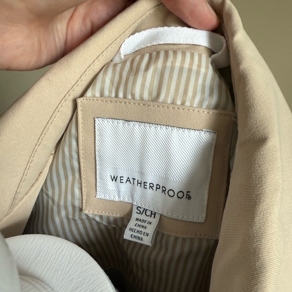 Weatherproof Tan Trench Coat with Belted Waist and Wide Collar - Picture 3 of 5